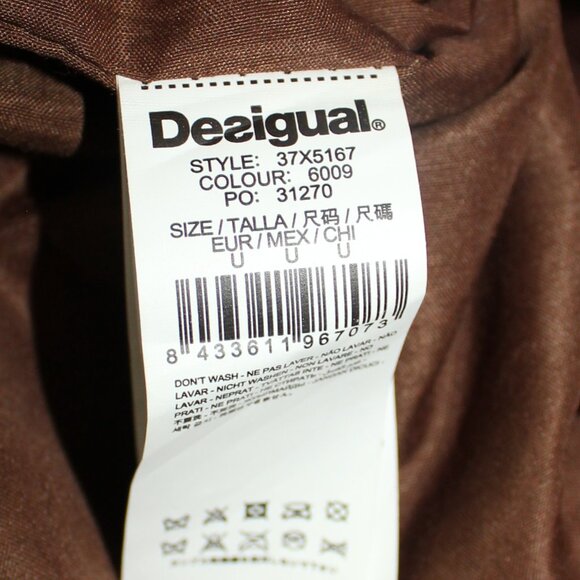 Desigual Chocolate Vegan Leather tote lined bag with Logo 16" x 17" w x 5" - Picture 7 of 8